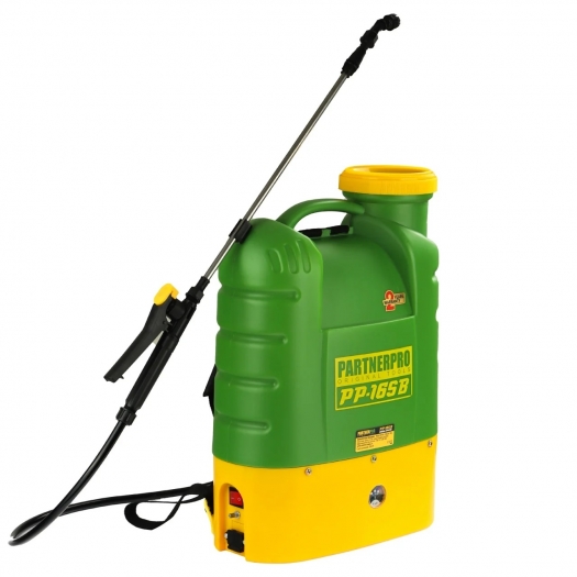 Акумулаторна пръскачка 16 л. PARTNERPRO, 12V/8Ah, 620 m2, 3 вида дюзи